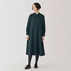 【MUJI 無印良品】女雙面起毛法蘭絨立領長袖洋裝 S 深綠