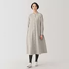 【MUJI 無印良品】女雙面起毛法蘭絨立領長袖洋裝 S 米色格紋