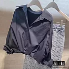 【Jilli~ko】法式露鎖骨簡約百搭短款襯衫 J11927  FREE 黑色