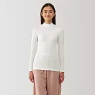 【MUJI 無印良品】女棉保暖半高領長袖T恤 S 柔白