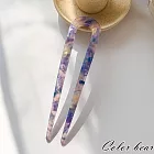 【卡樂熊】簡約紋理醋酸U型造型髮簪/盤髮夾(五色)- 紫藍色