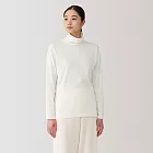 【MUJI 無印良品】女棉保暖厚織高領長袖T恤 S 柔白