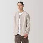 【MUJI 無印良品】男再生刷毛開襟衫 M 淺米