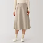 【MUJI 無印良品】女彈性起毛寬襬裙 L 米色