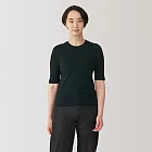 【MUJI 無印良品】女大豆纖維針織圓領五分袖T恤 S 黑色