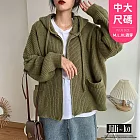 【Jilli~ko】慵懶復古雙口袋拉鍊外套女寬鬆連帽毛衣 J12012  FREE 綠色