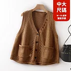 【慢。生活】疊穿背心針織馬甲女復古刺繡外搭文藝寬鬆坎肩 60084  FREE 卡其