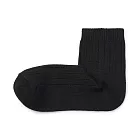 【MUJI 無印良品】女足口柔軟舒適寬螺紋直角短襪23-25cm 黑色