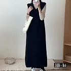 【Jilli~ko】V領中長款直筒無袖針織連衣裙 J12080  FREE 黑色