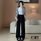 【Jilli~ko】高腰垂感直筒加絨斜條紋闊腿褲 J12093  FREE 黑色