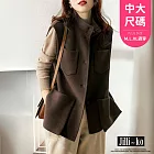 【Jilli~ko】工裝風立領大口袋毛呢馬甲 J12029  FREE 咖色