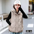 【Jilli~ko】漸層菱格羽絨棉馬甲坎肩背心 L-XL D8110  XL 卡其