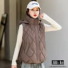 【Jilli~ko】漸層菱格羽絨棉馬甲坎肩背心 L-XL D8110  XL 咖色