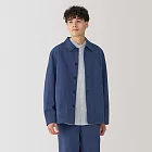 【MUJI 無印良品】男吉貝木棉混人字紋工作外套 S 煙燻藍