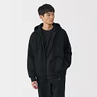 【MUJI 無印良品】男裏毛拉鍊連帽外套 S 黑色