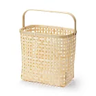 【MUJI 無印良品】【限定】竹材四目編織附手把籃1/2大約寬25.5x深18x高24 cm