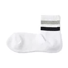 【MUJI 無印良品】男圈絨直角短襪25-27cm 白橫紋