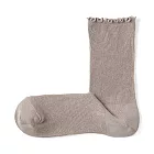 【MUJI 無印良品】女足口柔軟莫代爾混捲邊直角襪23-25cm 淡棕