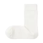 【MUJI 無印良品】女足口柔軟莫代爾混輕薄直角襪23-25cm 柔白