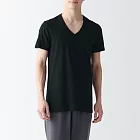 【MUJI 無印良品】男無側縫V領短袖T恤/2入 S 黑色