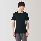 【MUJI 無印良品】男清爽舒適棉質圓領短袖T恤 L 黑色