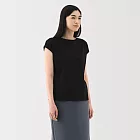 【MUJI 無印良品】女天竺法式袖T恤 L 黑色