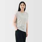 【MUJI 無印良品】女天竺法式袖T恤 S 淺灰
