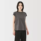 【MUJI 無印良品】女天竺法式袖T恤 S 墨灰