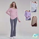 【BODYAIR嚴選】大心領側皺透滑罩衫上衣(慢跑.運動.健身.舞蹈.長袖) S 淺粉