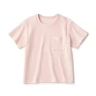 【MUJI 無印良品】兒童鬆餅紋圓領短袖T恤 110 淺粉
