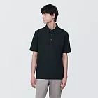 【MUJI 無印良品】男涼感鹿子織扣領短袖POLO衫 S 黑色