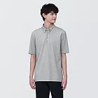 【MUJI 無印良品】男涼感鹿子織扣領短袖POLO衫 S 淺灰