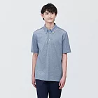 【MUJI 無印良品】男涼感鹿子織扣領短袖POLO衫 S 深藍