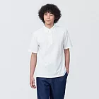 【MUJI 無印良品】男涼感鹿子織扣領短袖POLO衫 S 白色