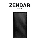 【ZENDAR】限量1折 頂級小牛皮碳纖維紋18卡對開長夾 巴雷特系列 全新專櫃展示品(黑色)