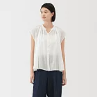 【MUJI 無印良品】女強撚法式袖套衫 S 柔白