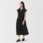 【MUJI 無印良品】女強撚法式袖洋裝 S 黑色