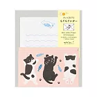 MIDORI 迷你信紙信封組附貼紙(貪吃動物)- 貓咪