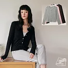 【BODYAIR嚴選】撞色圓領天絲羊毛開衫外套(上衣.T恤.襯衫.小外套.CASUAL) M 黑