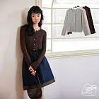 【BODYAIR嚴選】撞色圓領天絲羊毛開衫外套(上衣.T恤.襯衫.小外套.CASUAL) M 栗