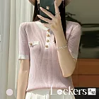【Lockers 木櫃】曲珠拼色小香風短袖T恤 L114050505 F 粉色
