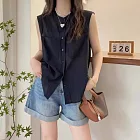 【MsMore】 襯衫無袖夏韓版寬鬆百搭女人味雪紡衫中長背心上衣# 125034 M 黑色