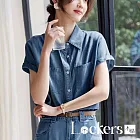 【Lockers 木櫃】復古丹寧連肩襯衫 L114060406 M 藍色