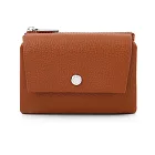 O-ni O-ni荔枝紋皮革小巧2折磁吸式短夾/拉鍊零錢包/卡包(bag-6121) 棕色