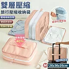 【EZlife】雙開合可擴充旅行收納袋(M-36x26x20cm) 粉色