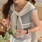 【MsMore】 條紋百搭海軍領假兩件針織背心上衣# 125384 FREE 灰色