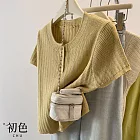 【初色】韓版純色圓領短袖寬鬆顯瘦百搭針織衫上衣女上衣-共3色-11961(F可選) F 黃綠色