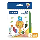MILAN 無毒不沾手蠟筆(12色)x6入組
