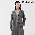 【MUJI 無印良品】女縱橫彈性起毛開襟衫 XL 灰色