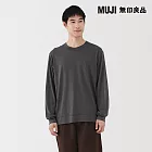 【MUJI 無印良品】男羊毛混天竺圓領長袖T恤 S 灰白